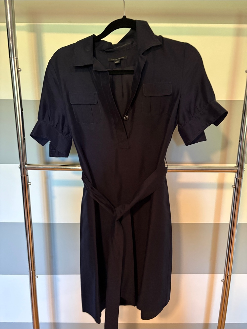 Banana Republic Navy Shirt Dress with Tie Waist